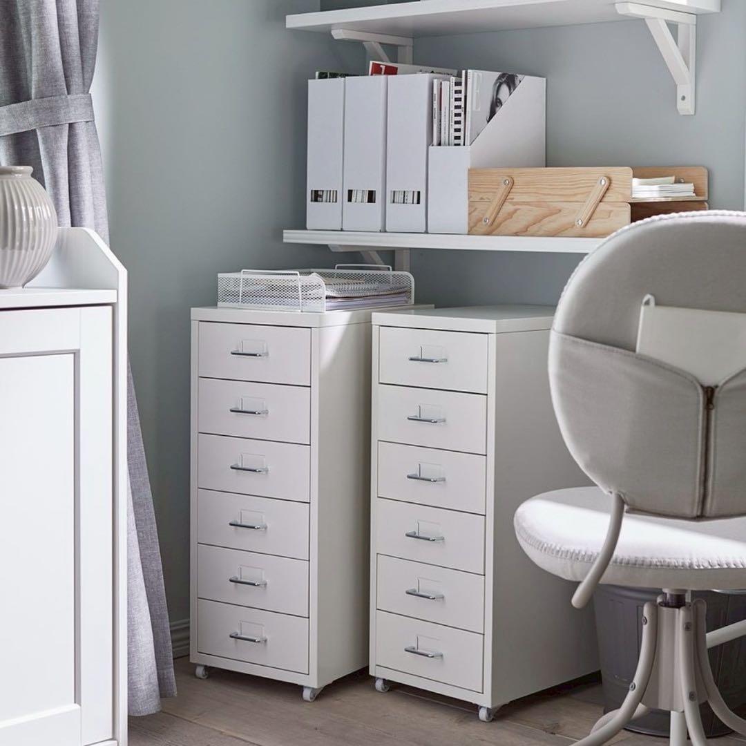 【新品・未使用】イケア ヘルメル 引き出しユニット キャスター付き ホワイト