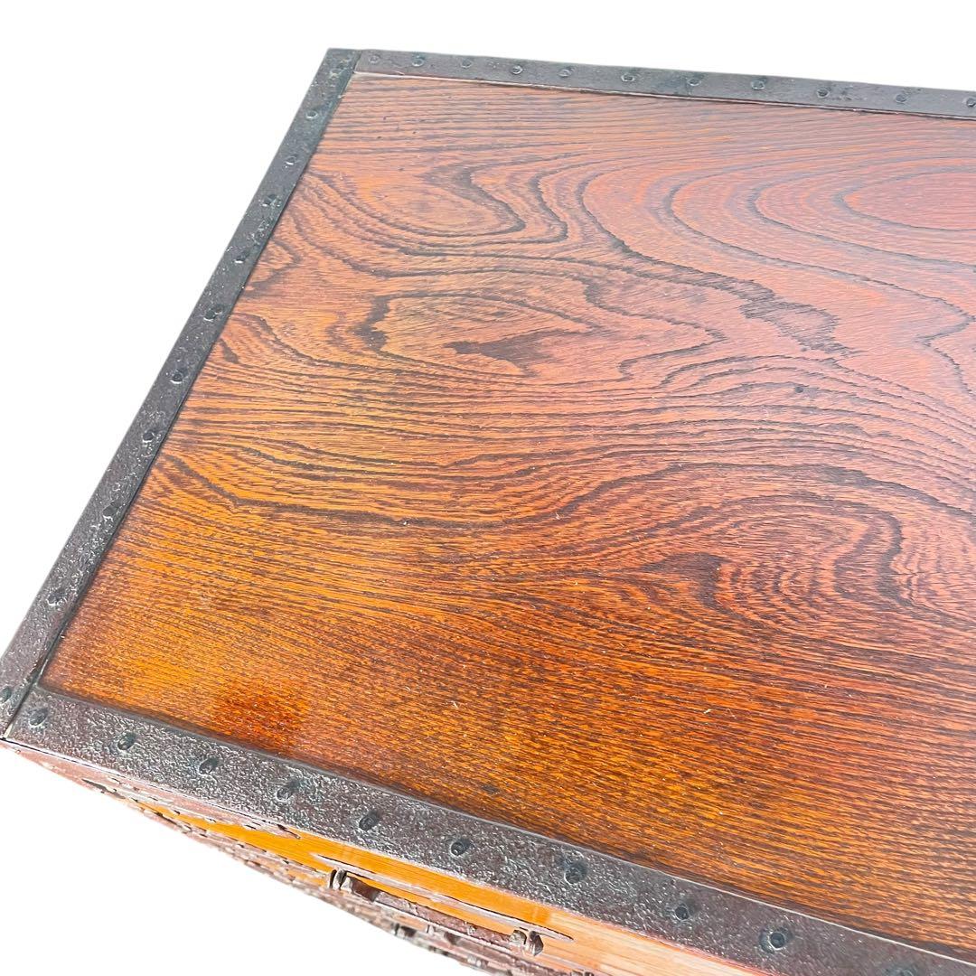 HR431 【シャビー】古い箪笥　欅　ケヤキ　和箪笥　鉄細工　昭和レトロ