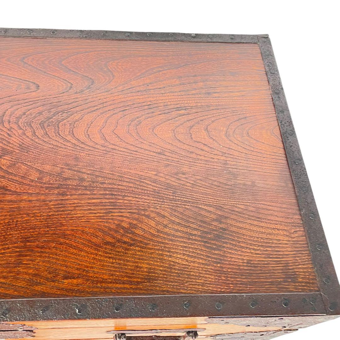 HR431 【シャビー】古い箪笥　欅　ケヤキ　和箪笥　鉄細工　昭和レトロ