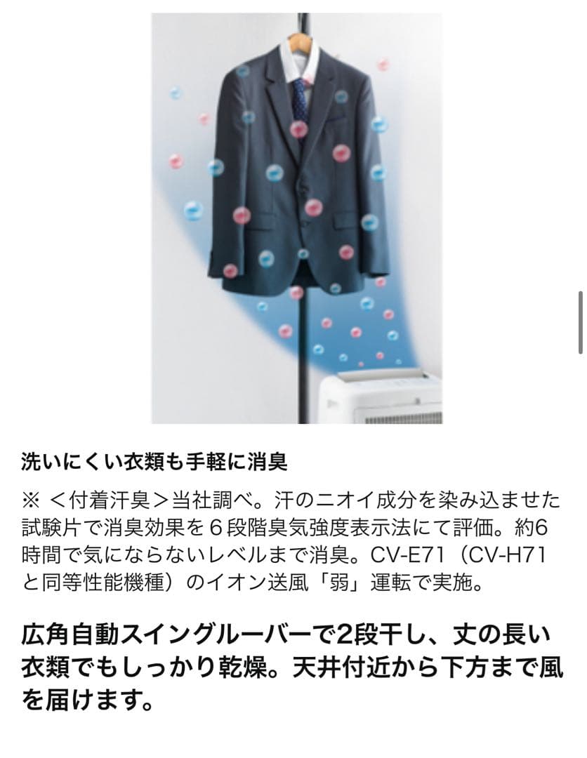 SHARP CV-H120-W 除湿機 265L/日　2018年式