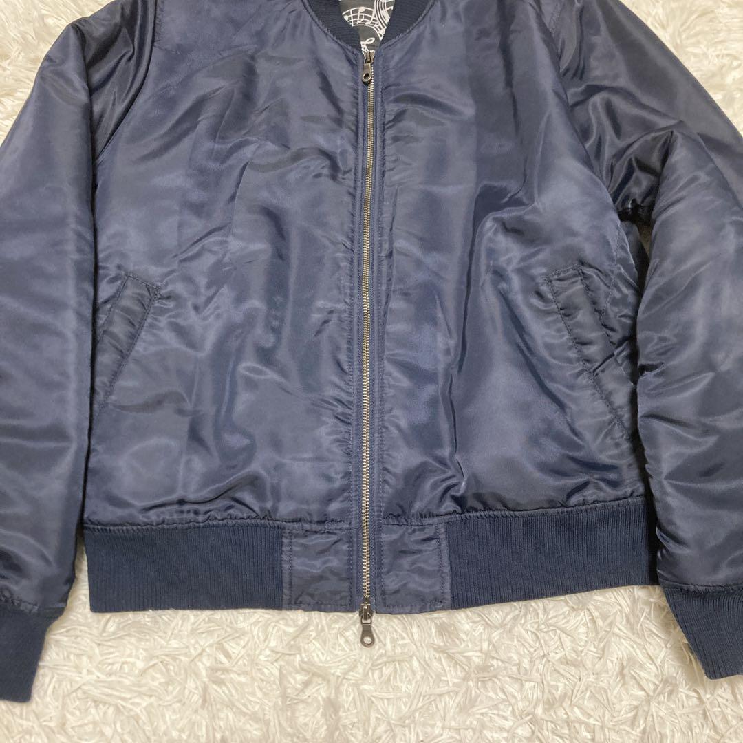 希少サイズ　美品✨ナンバーナイン　ボンバージャケット　L 音符　ダブルジップ 紺