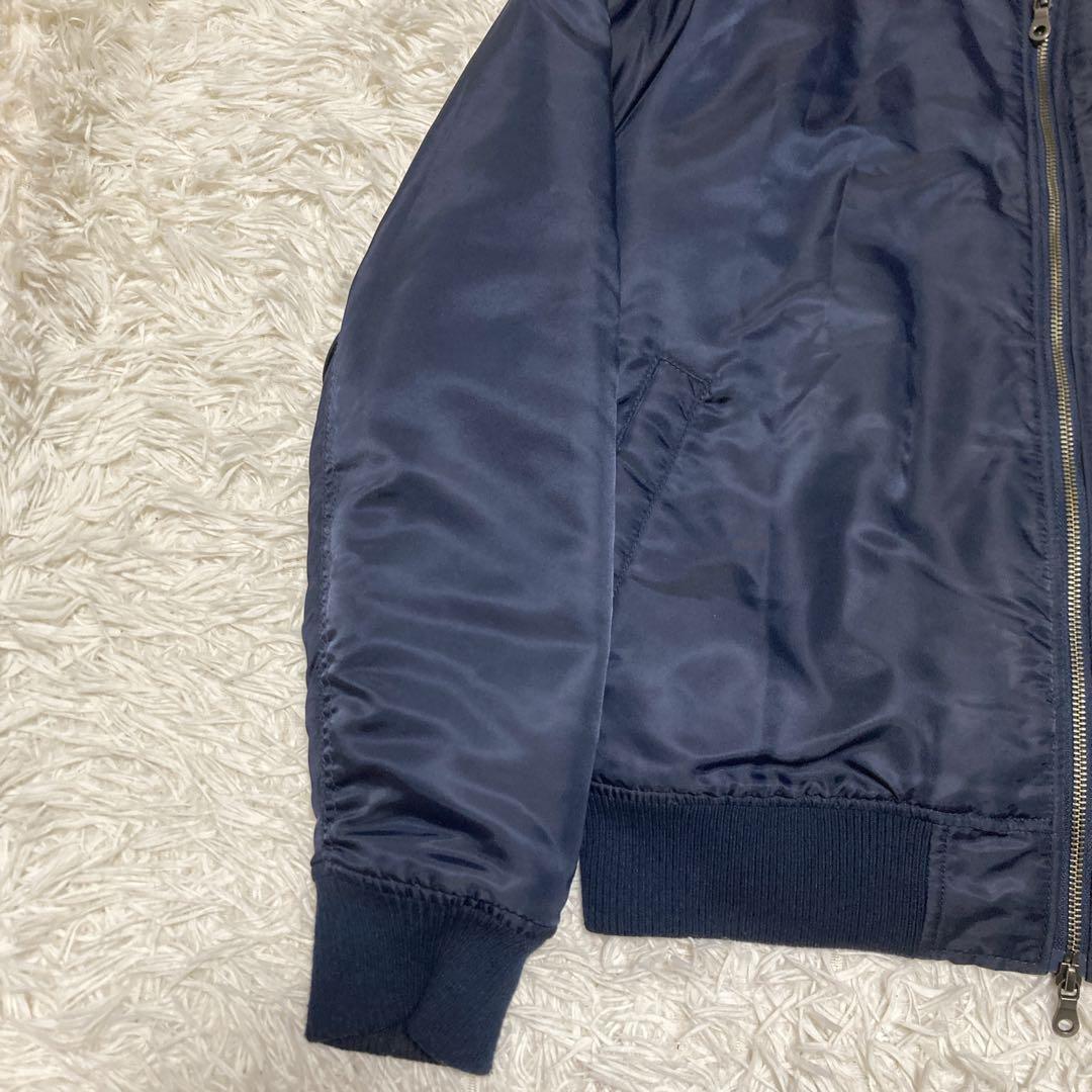 希少サイズ　美品✨ナンバーナイン　ボンバージャケット　L 音符　ダブルジップ 紺