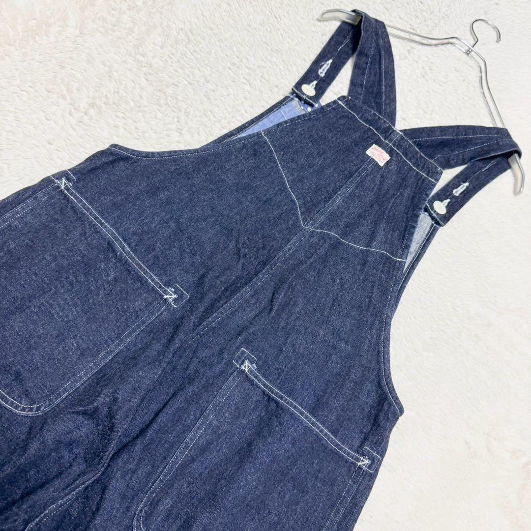 快晴堂 デニム サロペット オーバーオール 日本製 インディゴ 水玉 サイズ2