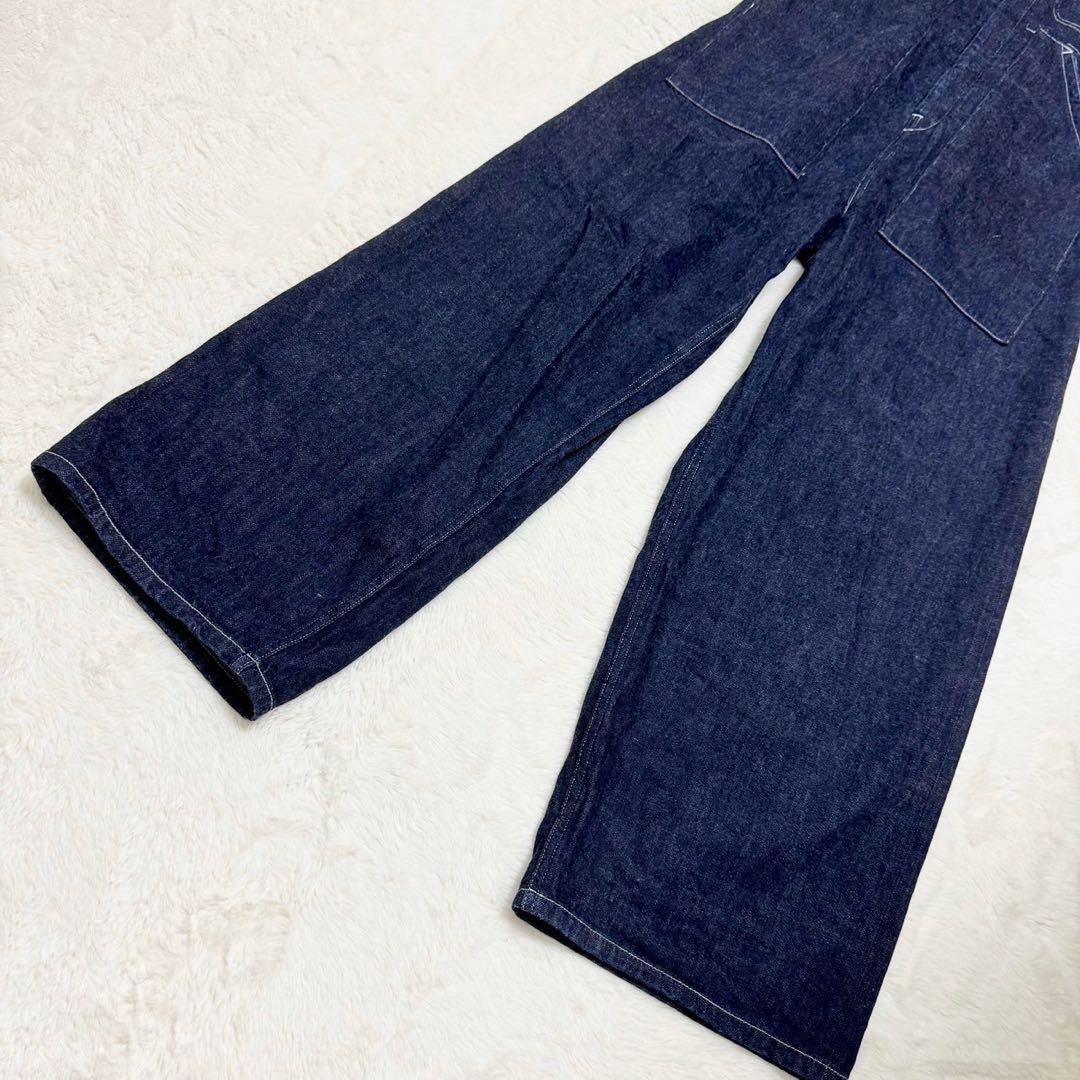 快晴堂 デニム サロペット オーバーオール 日本製 インディゴ 水玉 サイズ2