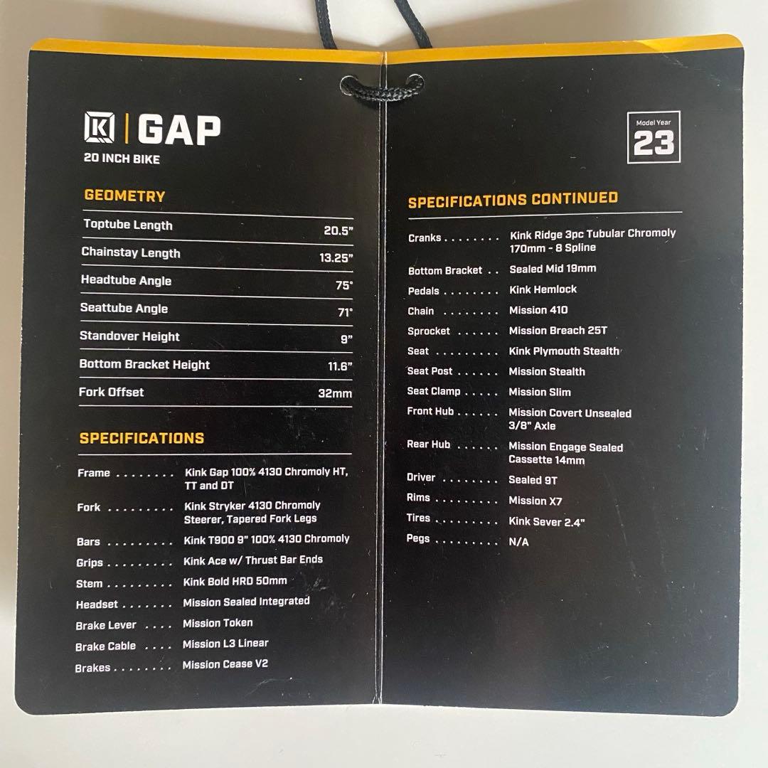 自転車本体 KINK BMX 2023 GAP