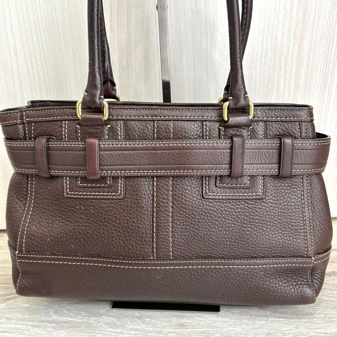 【美品】コーチ トートバッグ ブラウン レザー シボ革 10212