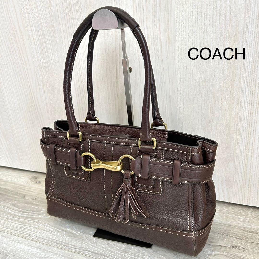 【美品】コーチ トートバッグ ブラウン レザー シボ革 10212