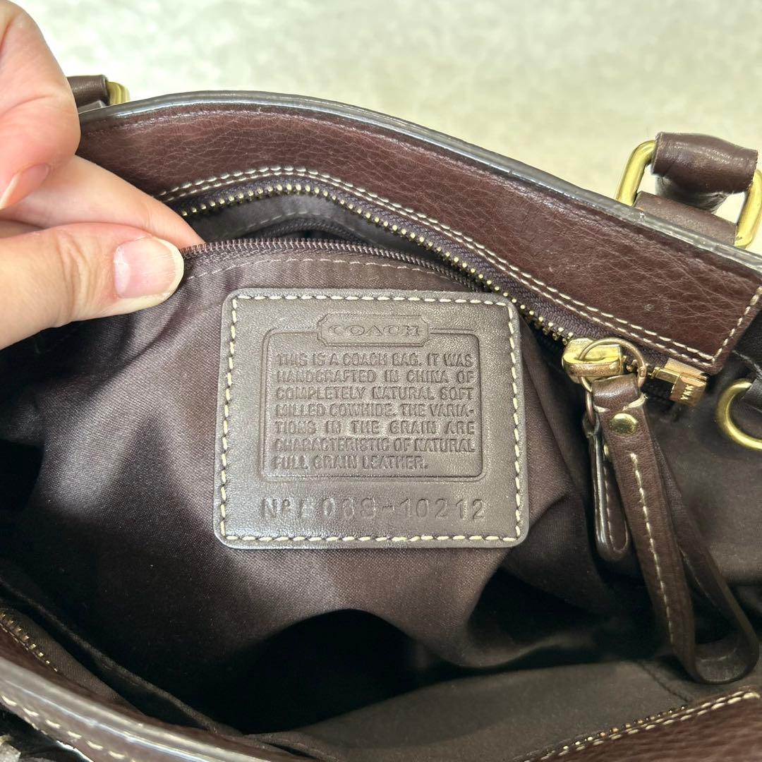 【美品】コーチ トートバッグ ブラウン レザー シボ革 10212