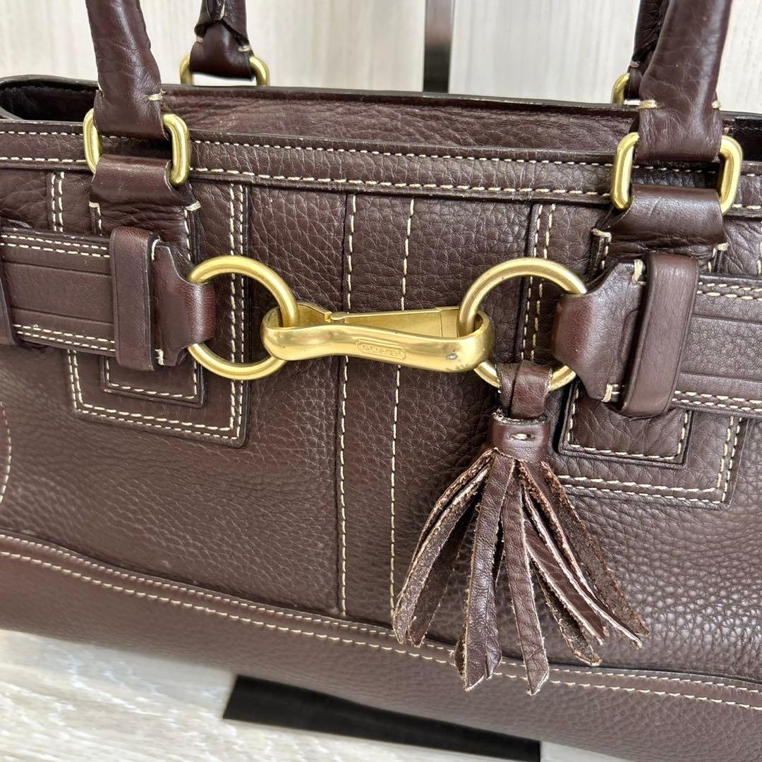 【美品】コーチ トートバッグ ブラウン レザー シボ革 10212