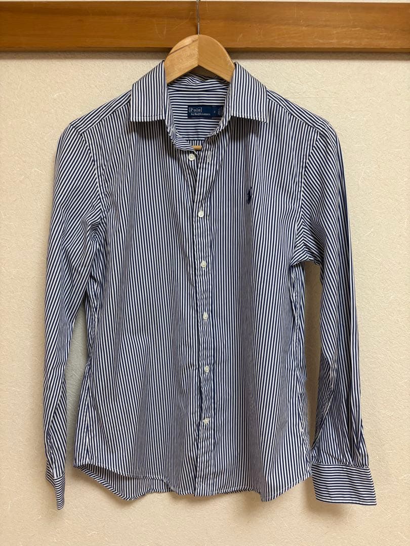【美品】　ポロラルフローレン　ストライプシャツ　ブルー　8 M