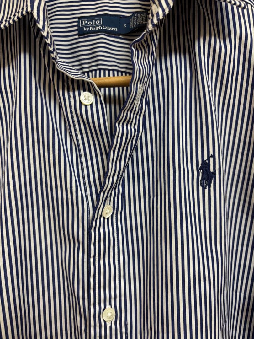 【美品】　ポロラルフローレン　ストライプシャツ　ブルー　8 M