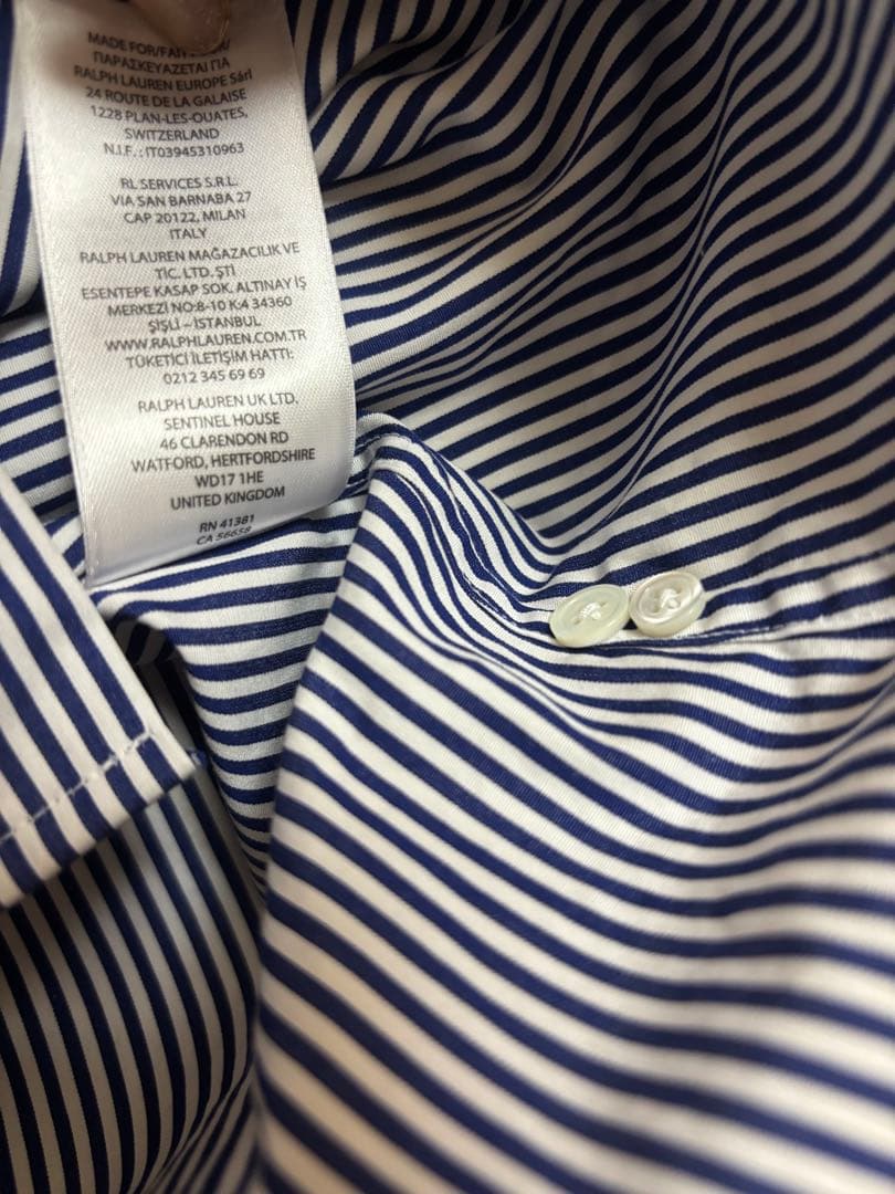 【美品】　ポロラルフローレン　ストライプシャツ　ブルー　8 M