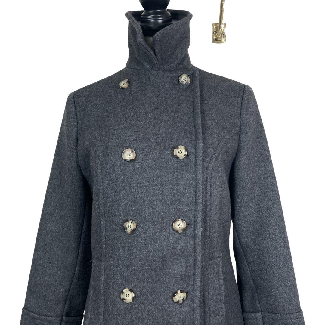 NU　HUNTING WORLD ウールコート　ロゴレザー　イタリア製