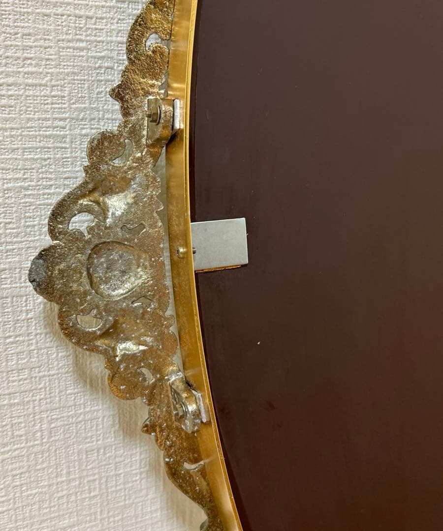 ★vintageミラー鏡アンティーク調 ウォールミラー 壁掛け 楕円大型 美容室