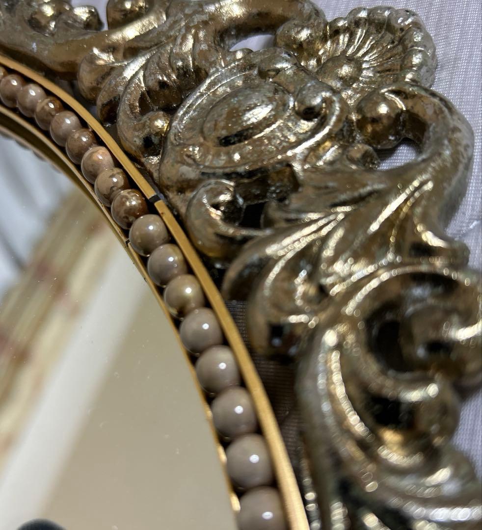 ★vintageミラー鏡アンティーク調 ウォールミラー 壁掛け 楕円大型 美容室