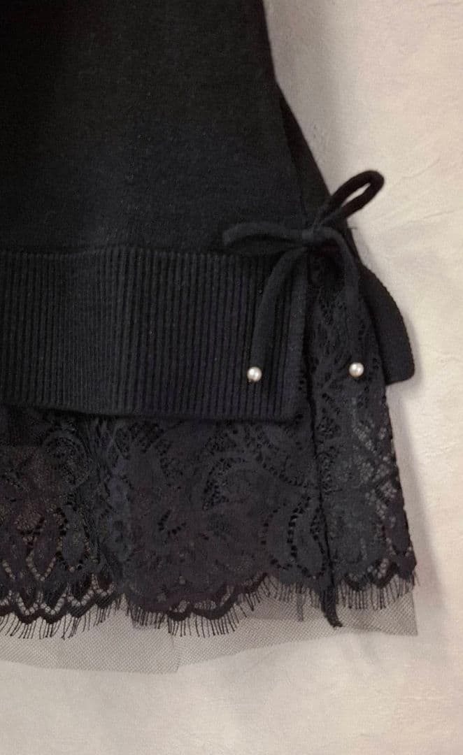 【新品タグ付】スーパービューティー ニット Aライン チュニック 黒 42 L