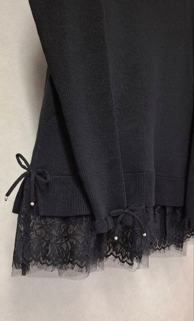 【新品タグ付】スーパービューティー ニット Aライン チュニック 黒 42 L