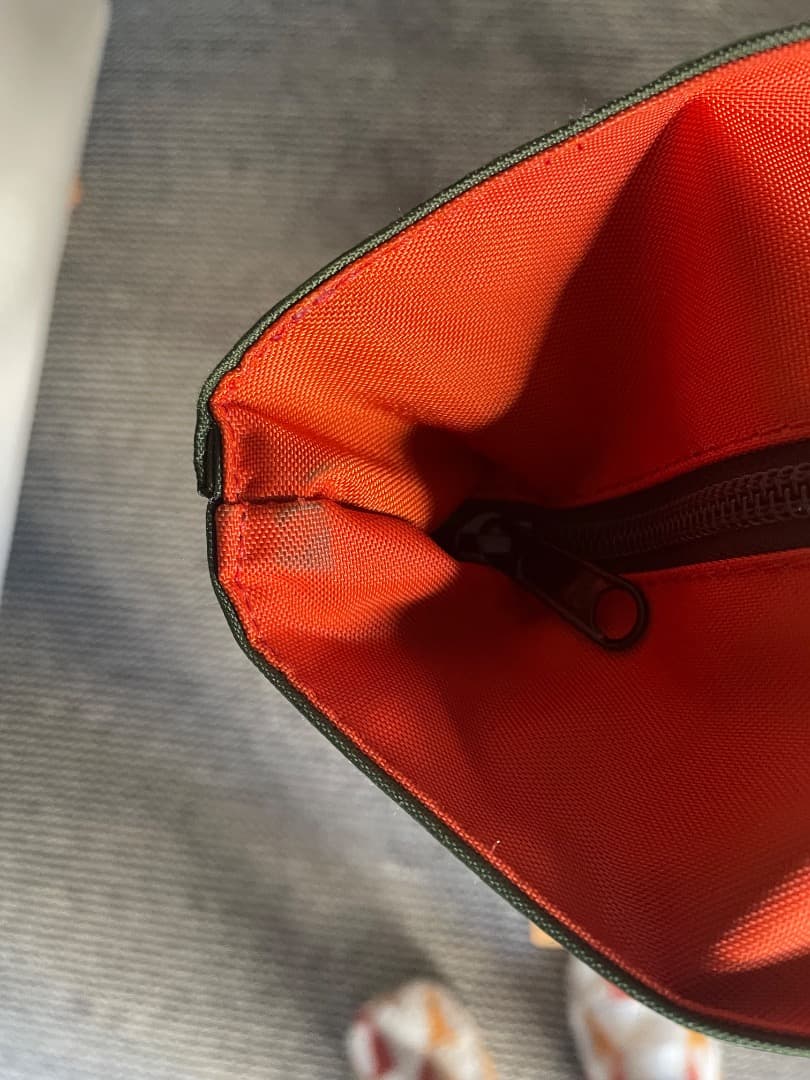 【美品】エルベシャプリエ　舟形トート　XLサイズ　バイカラー カーキ×オレンジ