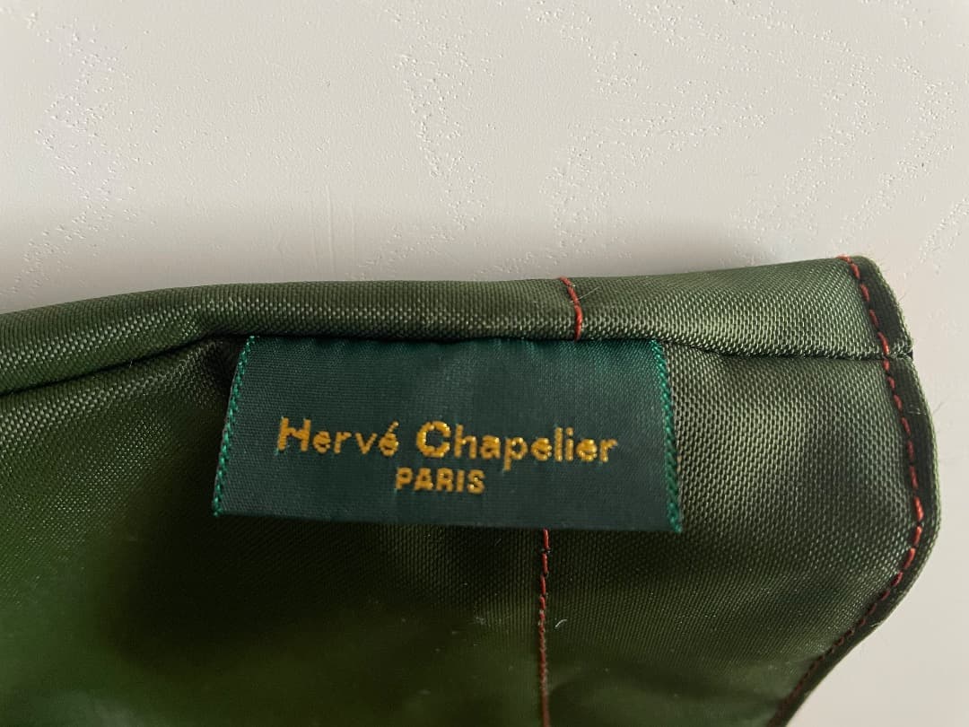 【美品】エルベシャプリエ　舟形トート　XLサイズ　バイカラー カーキ×オレンジ