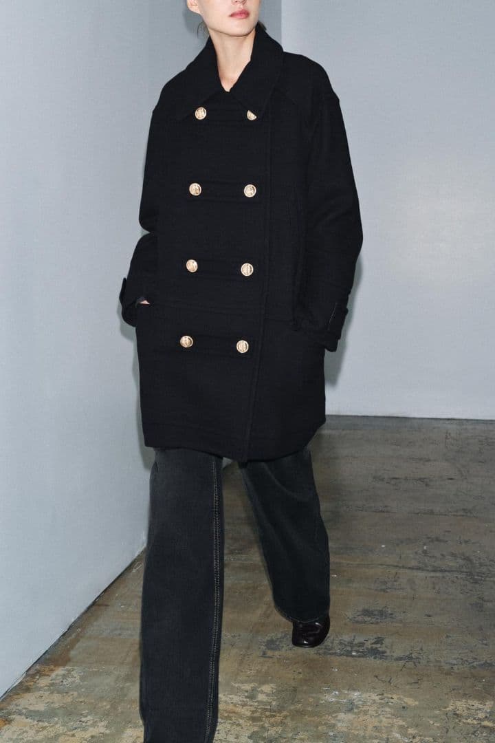 【新品タグ付き】ZARA ウールブレンドダブルブレスト仕様コート XS