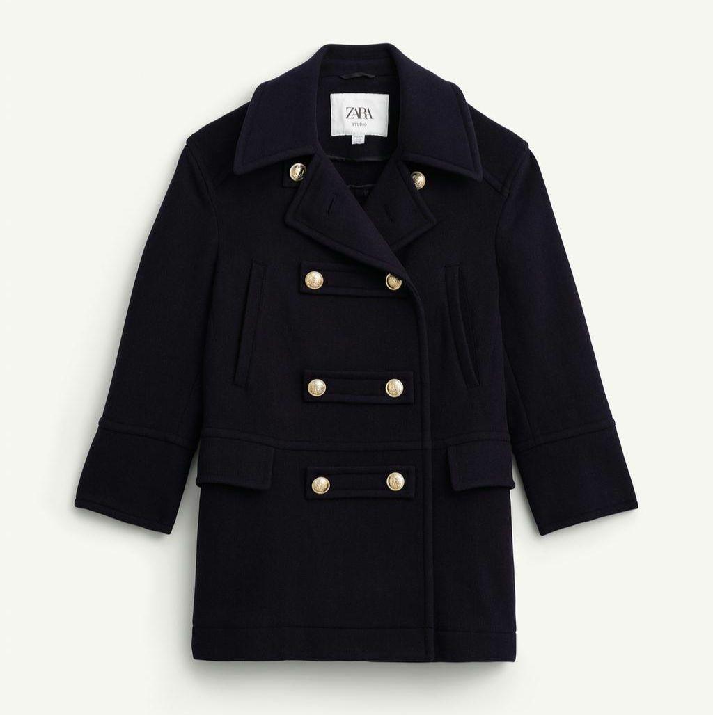 【新品タグ付き】ZARA ウールブレンドダブルブレスト仕様コート XS