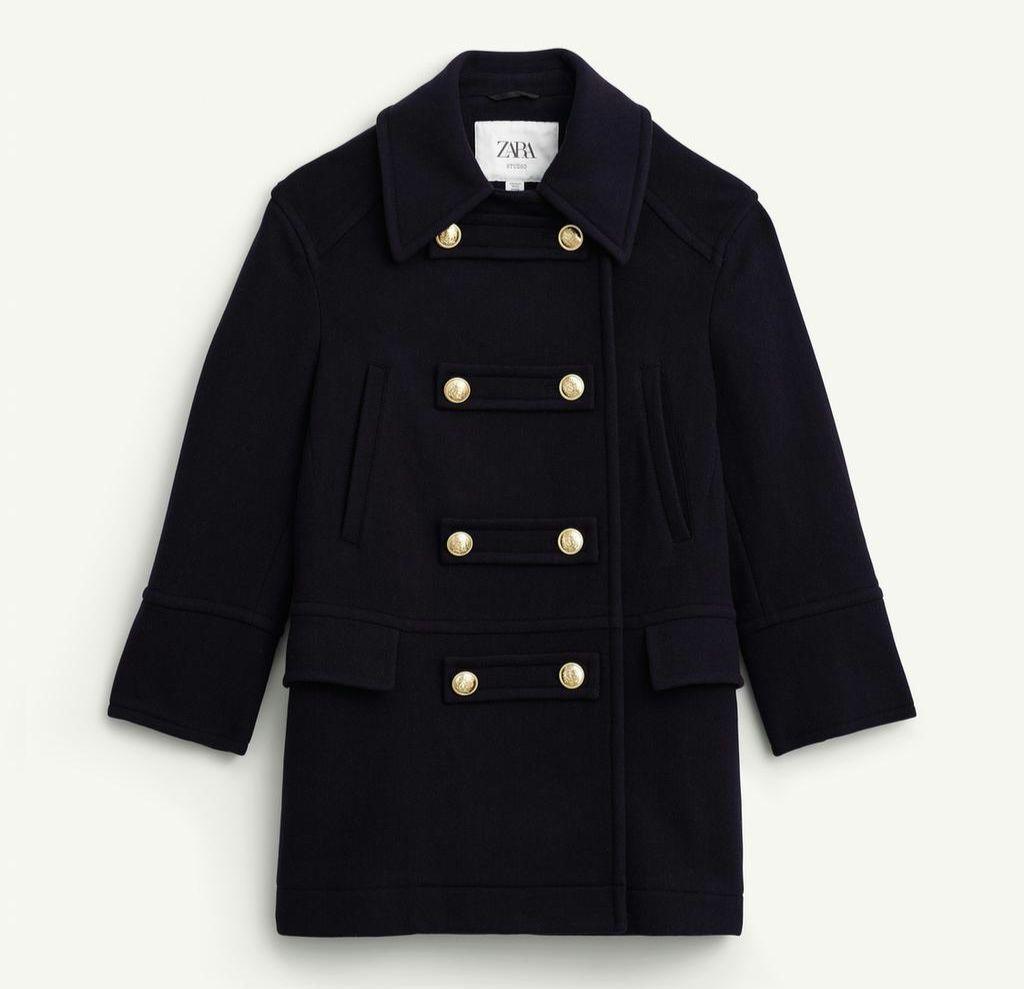 【新品タグ付き】ZARA ウールブレンドダブルブレスト仕様コート XS