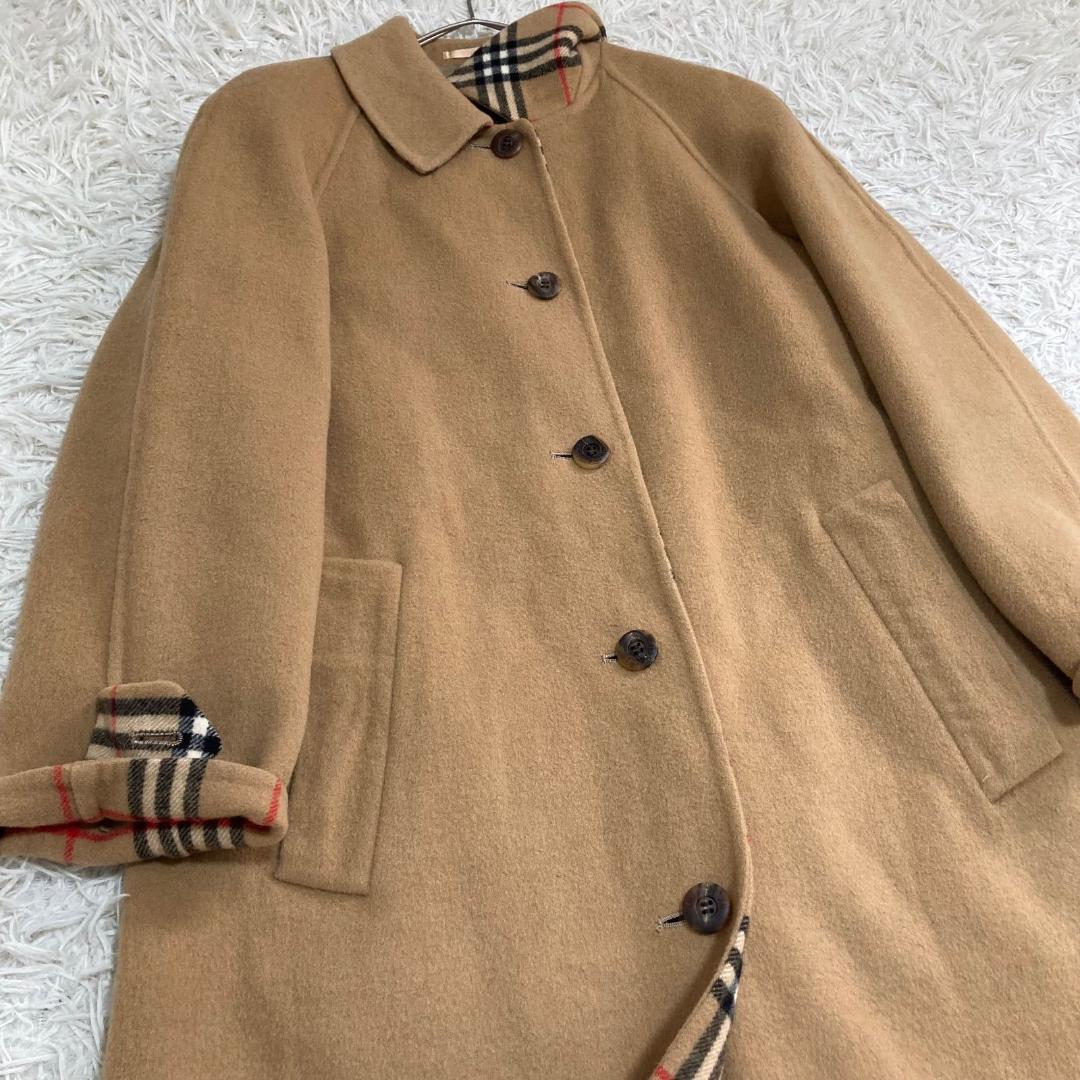 17041✨バーバリー カシミヤ ノバチェック リバーコート ダブルフェイス