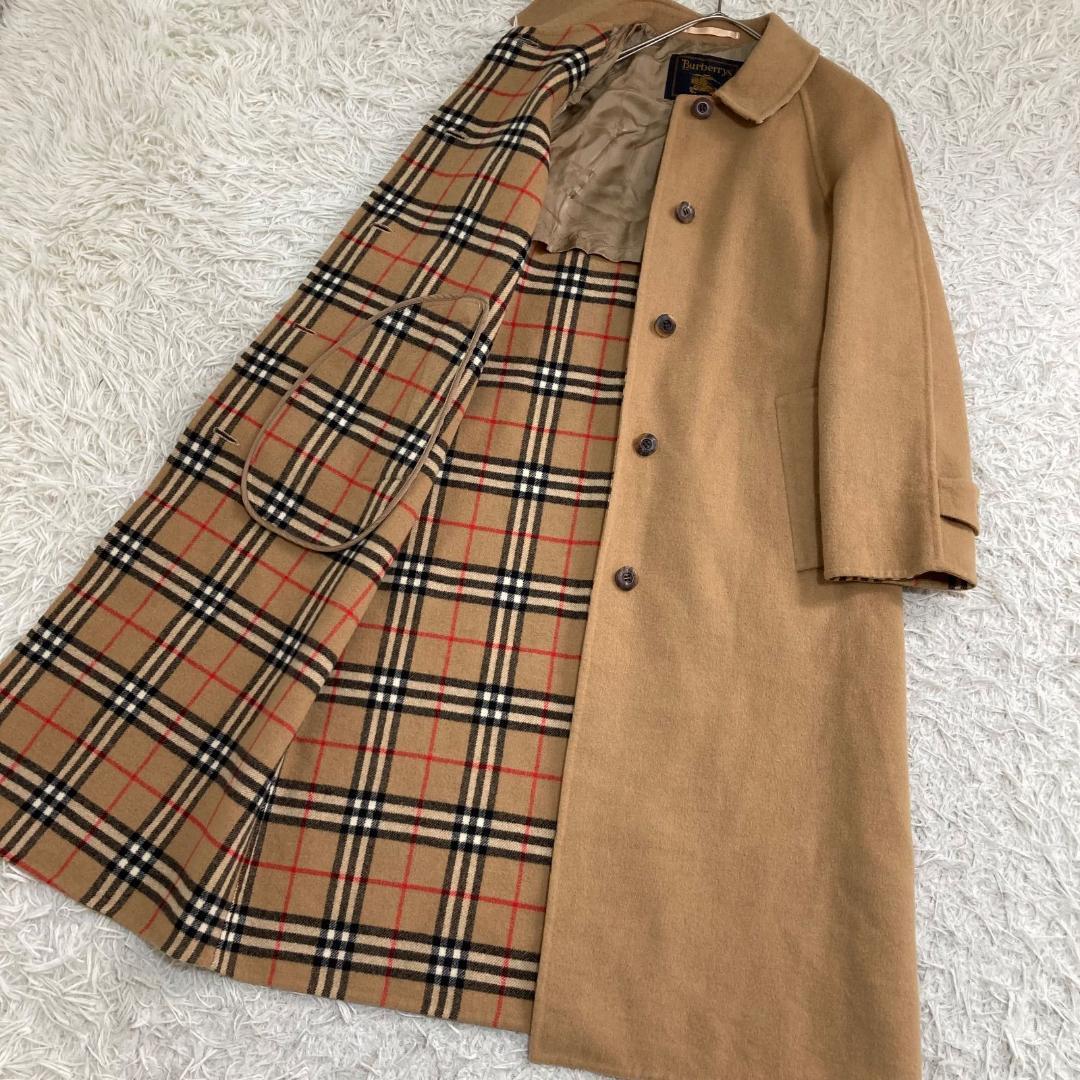 17041✨バーバリー カシミヤ ノバチェック リバーコート ダブルフェイス
