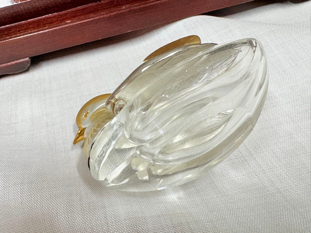 銀製　鴛鴦 オシドリ　ガラス製 置物 ケース入り