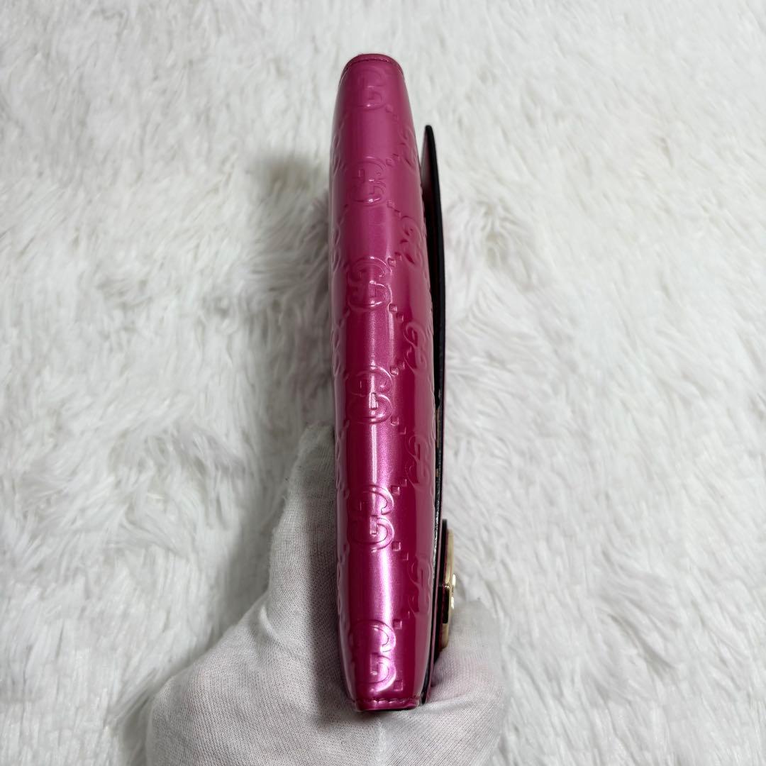 ✨美品✨ グッチ シマ インターロッキング ラブリーハート 長財布 エナメル