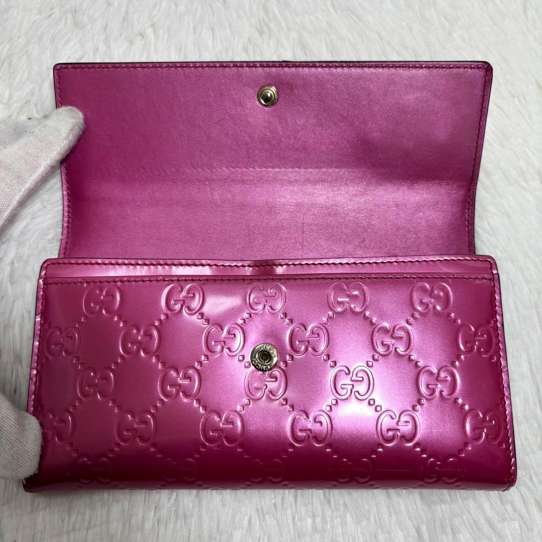 ✨美品✨ グッチ シマ インターロッキング ラブリーハート 長財布 エナメル