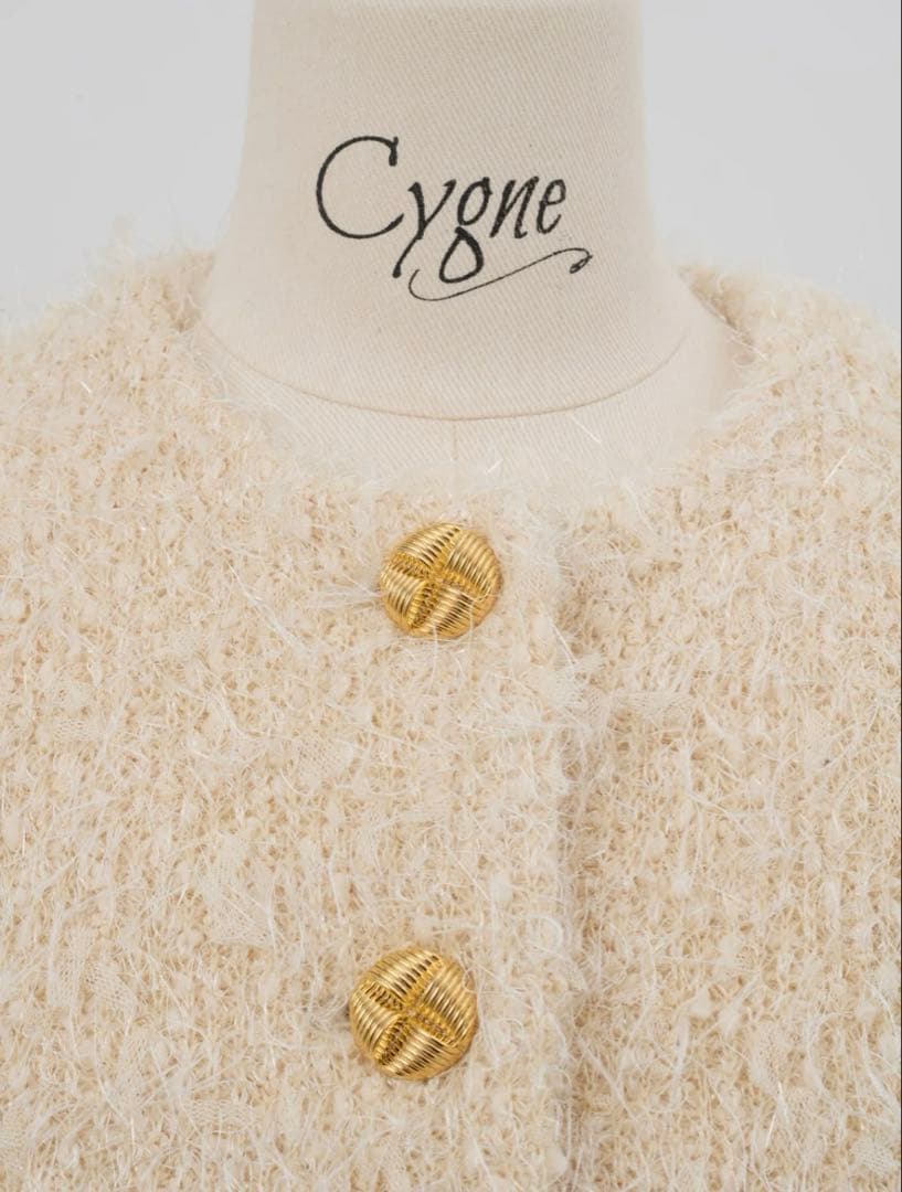 cygne 新品未使用 シャギーツイードジャケット ベージュ 0サイズ