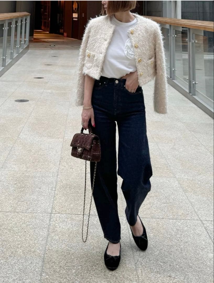 cygne 新品未使用 シャギーツイードジャケット ベージュ 0サイズ