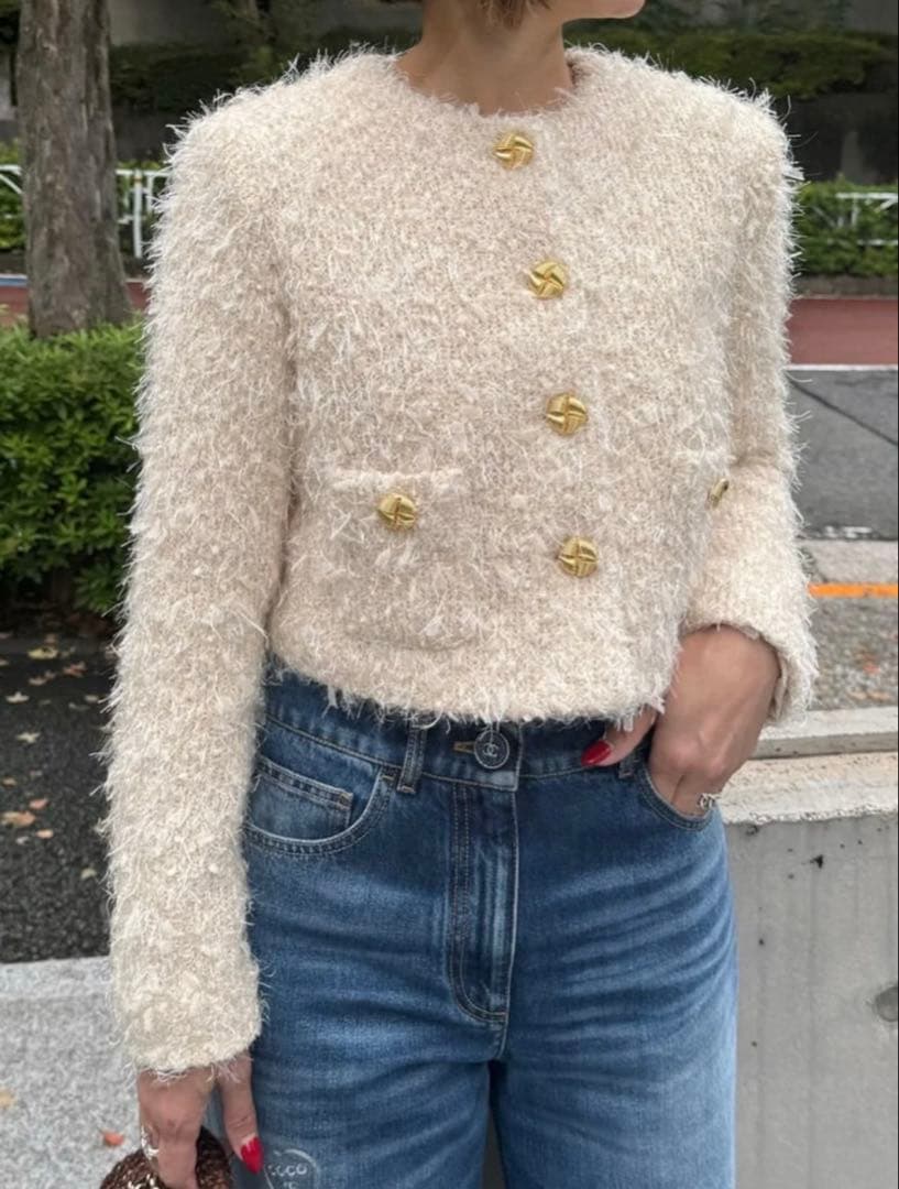 cygne 新品未使用 シャギーツイードジャケット ベージュ 0サイズ