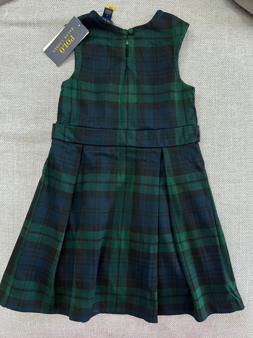 ラルフローレン　緑×黒　ノースリーブ チェック柄 ワンピース　サイズ120cm