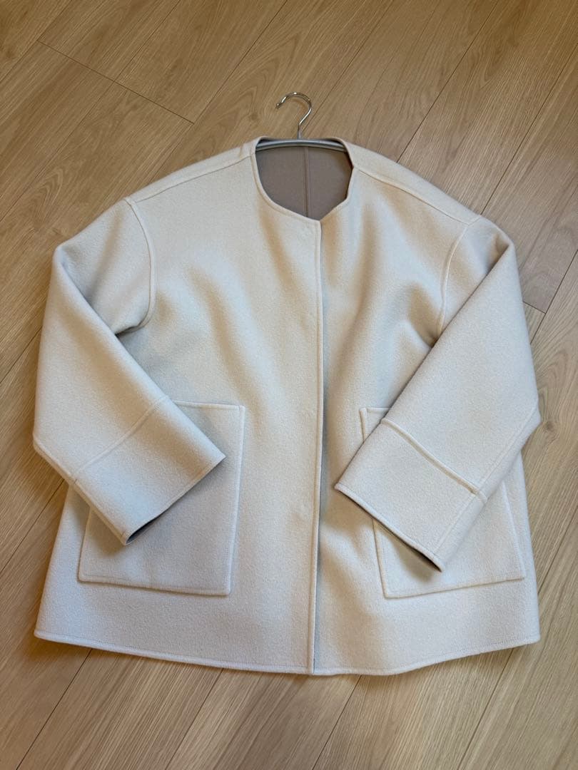 anuans♡バイカラーショートリバーコート　エクリュ