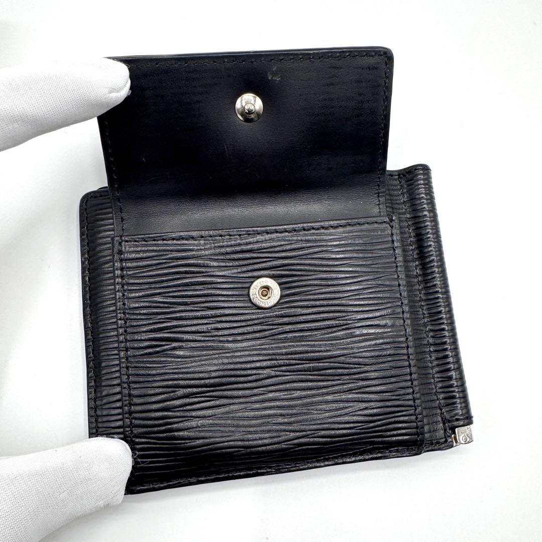 美品✨ヴィヴィアン　マネークリップ　小銭入れ付　二つ折り財布　オーブ型押し　黒