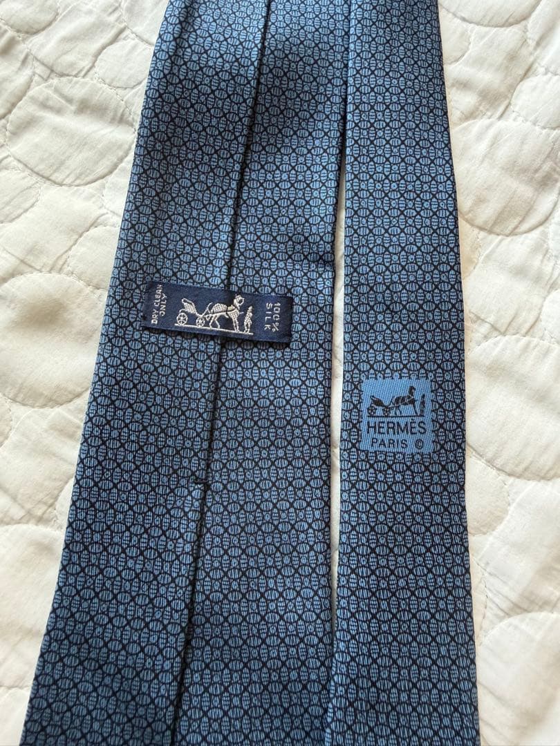 美品 HERMES エルメス ネクタイ 2本セット シルク100% ブルー