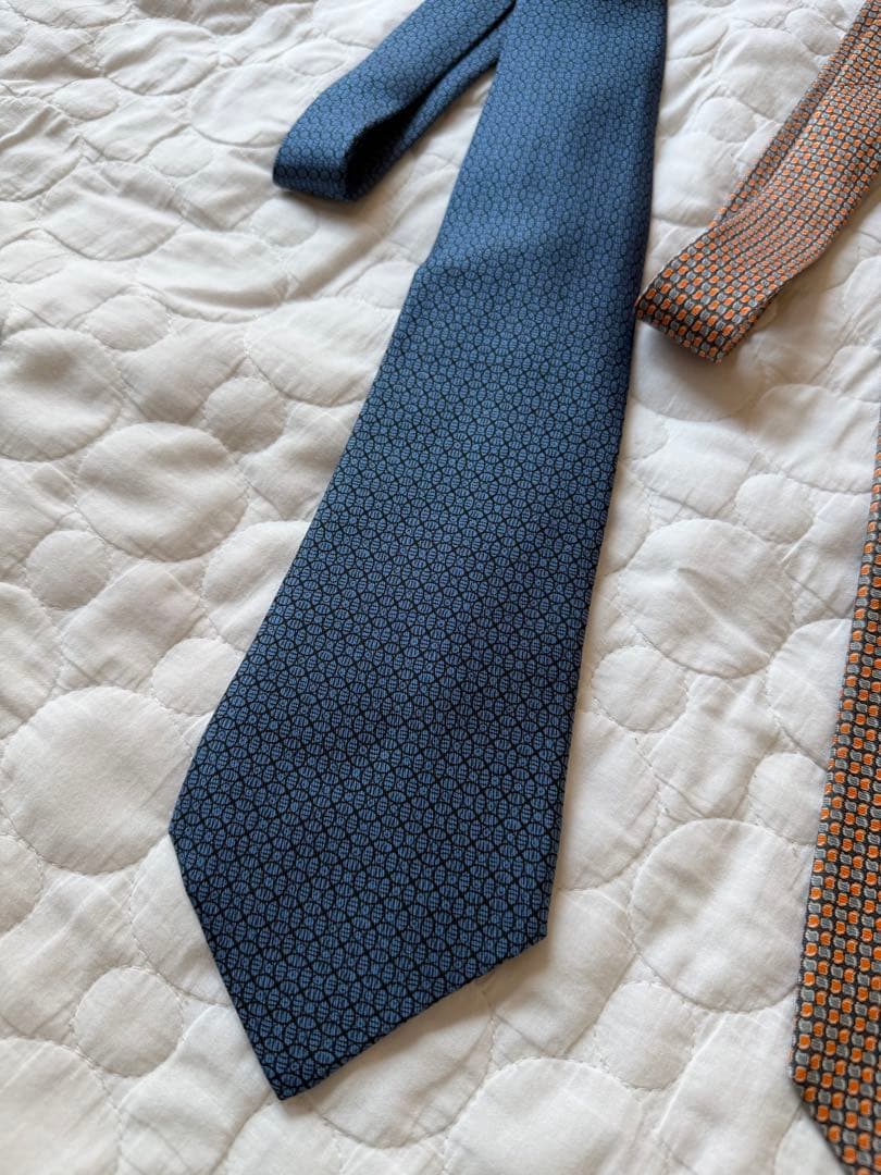 美品 HERMES エルメス ネクタイ 2本セット シルク100% ブルー