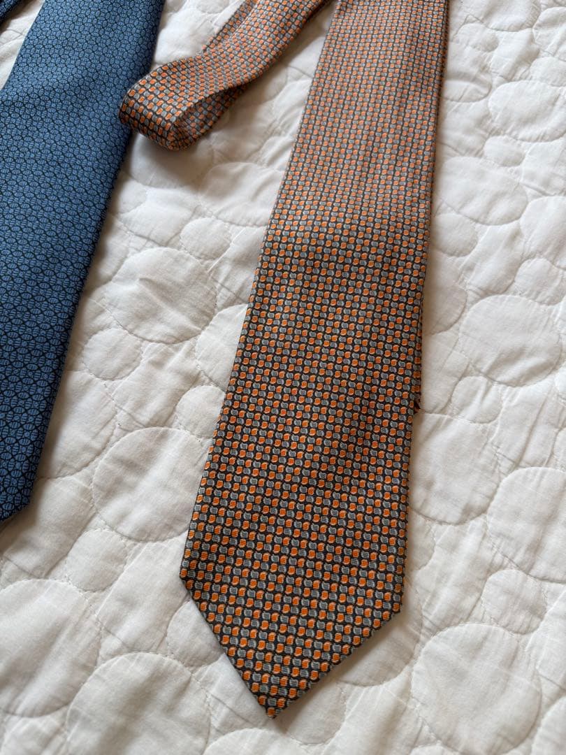 美品 HERMES エルメス ネクタイ 2本セット シルク100% ブルー