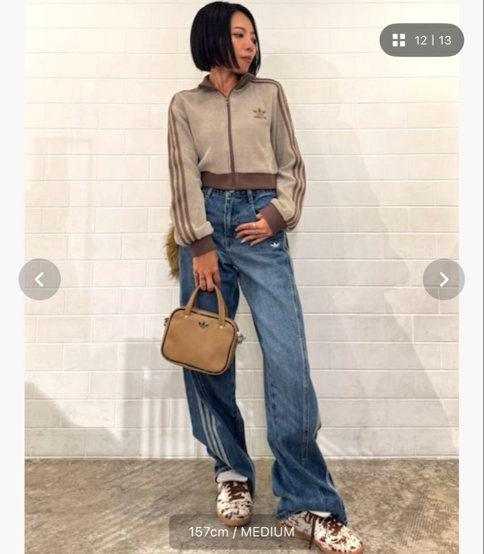 adidas クロップトラックトップ ブラウン M