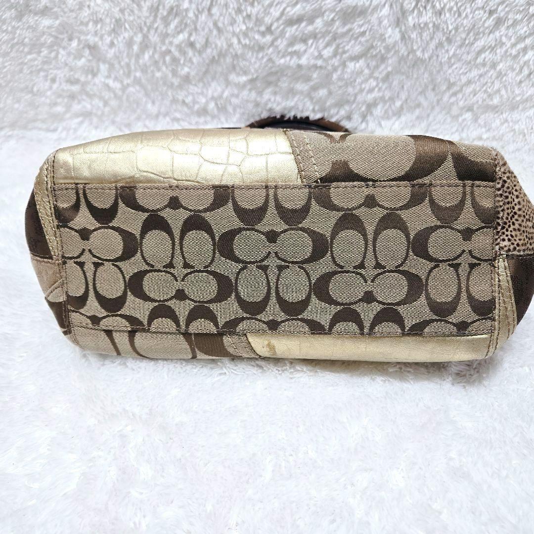 COACH パッチワーク トート ブリーカー 異素材 ブラウン 12899