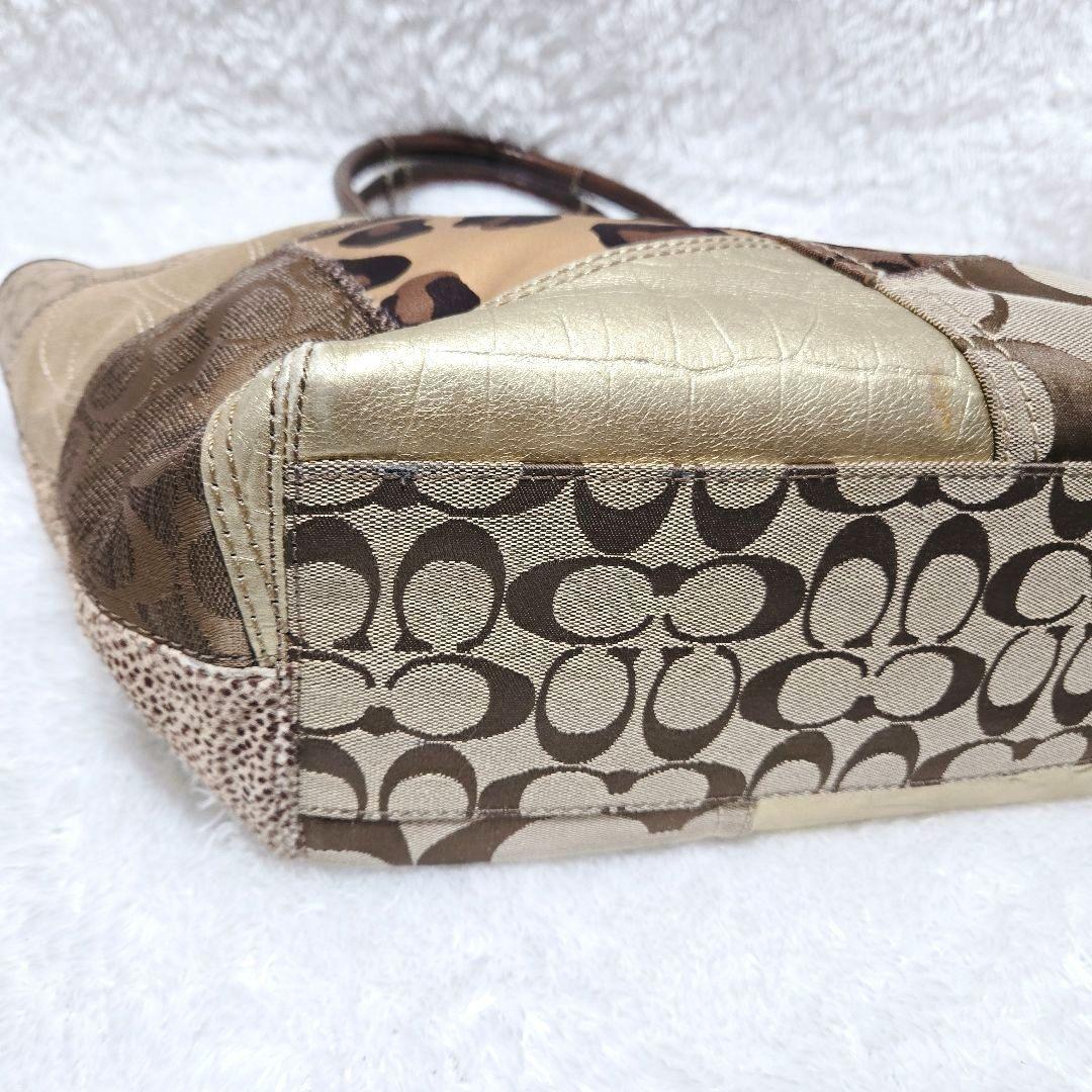 COACH パッチワーク トート ブリーカー 異素材 ブラウン 12899