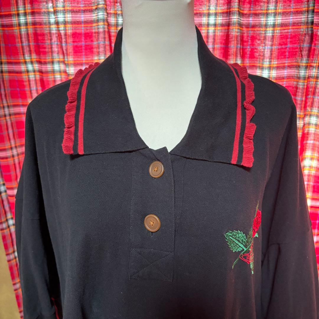 Vivienne Westwood 薔薇オーブ刺繍　フリルポロワンピース