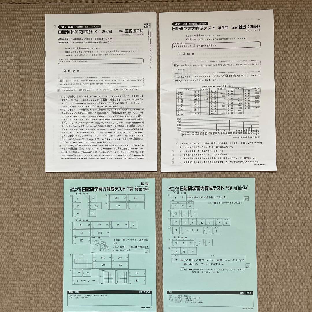 2025年 日能研 4年 ステージⅢ 育成テスト❶〜❾