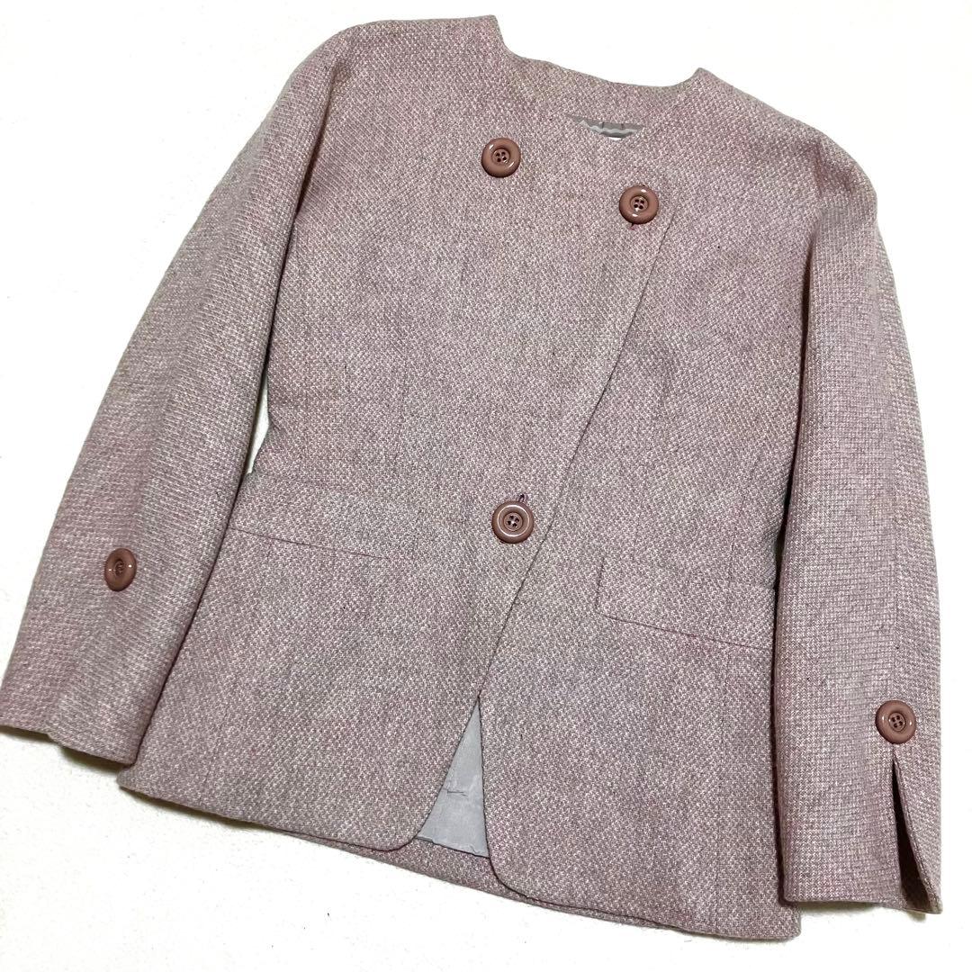 希少✨クリスチャンディオール ノーカラー ツイードジャケット カシミヤ混