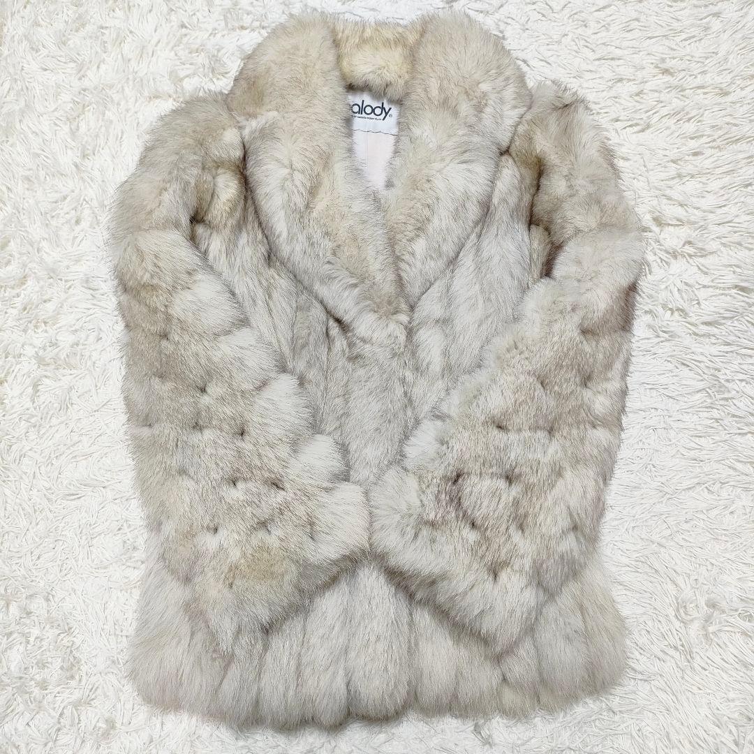 palody　毛皮コート　フォックスファー　本毛皮　ホワイト系　ボリューム