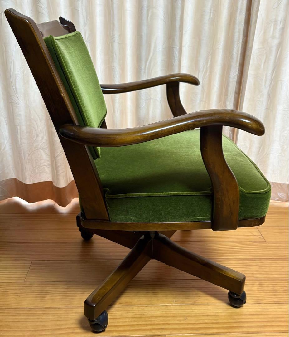 カリモク karimoku コロニアル チェア キャスター付き モケットグリーン