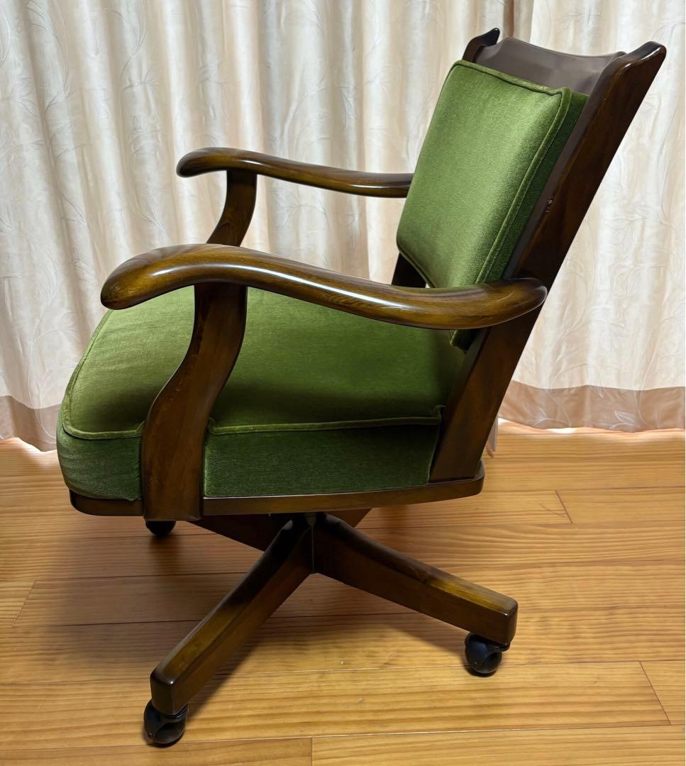 カリモク karimoku コロニアル チェア キャスター付き モケットグリーン