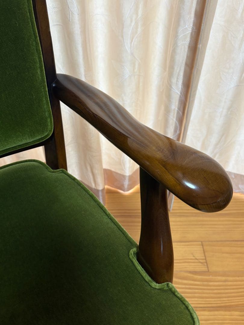 カリモク karimoku コロニアル チェア キャスター付き モケットグリーン